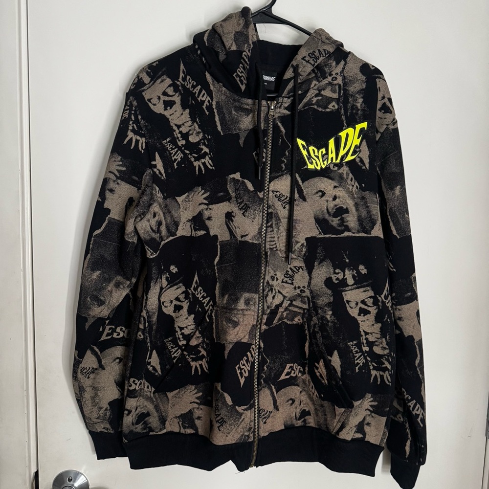 Graphic Zip-Up Hoodie Escape Rave Print
